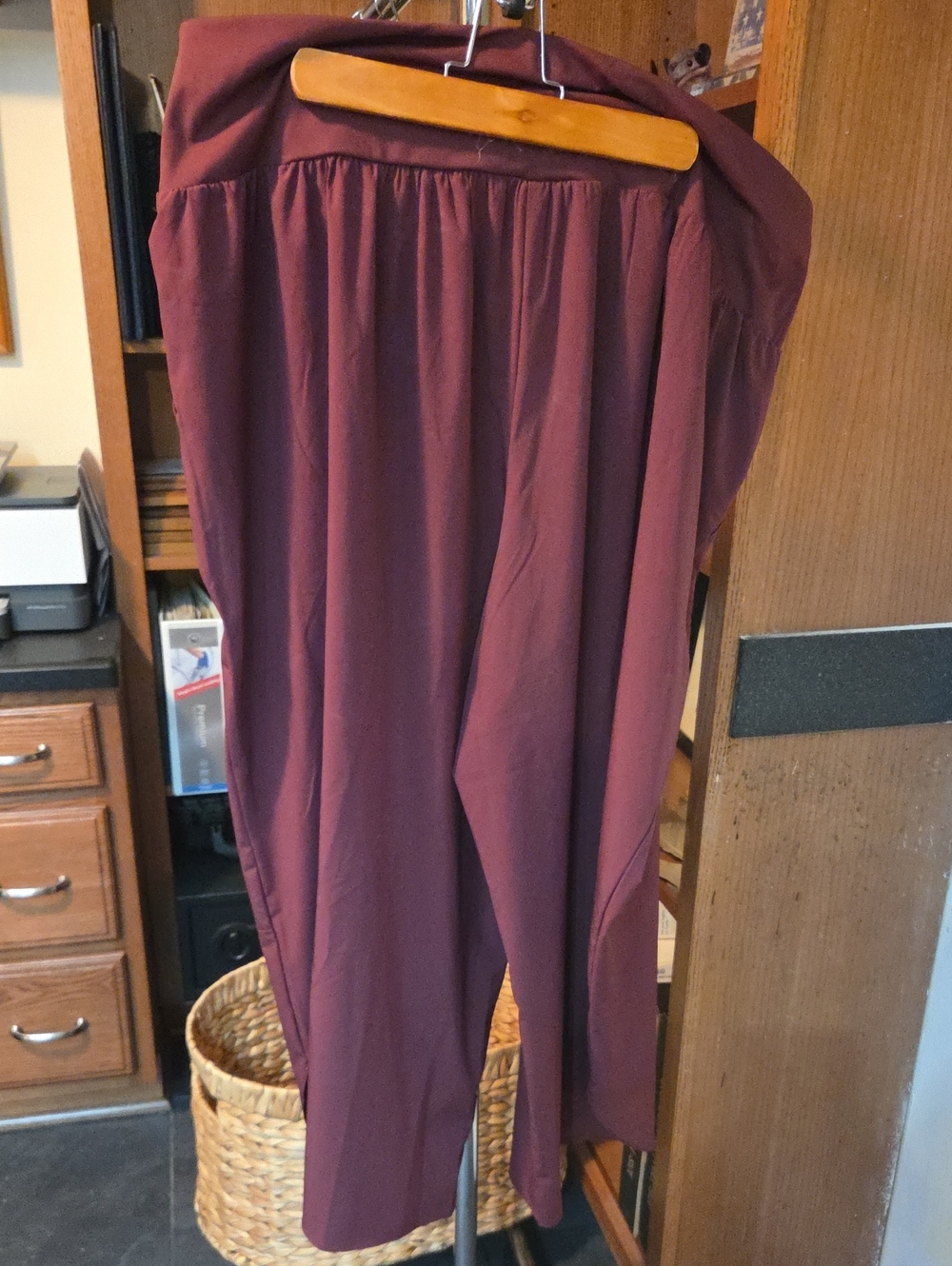 HALARA Wide-Leg Drawstring Pants in Wine